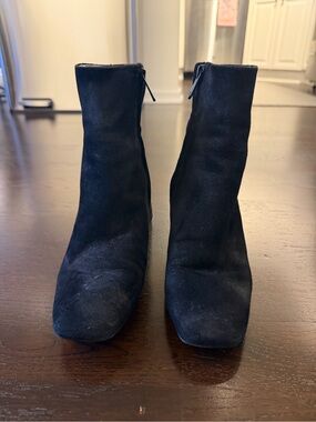 Sam Edelman Black Suede Square Toe Ankle Boots